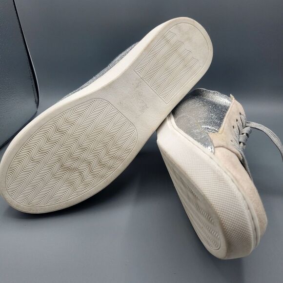 Party Beige Silver Metalic and Beige Suede Sneakers features a Star Size 10 - Picture 7 of 7
